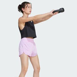 NWT Adidas Pacer Essentials Knit High-Rise Shorts in Lilac/White S